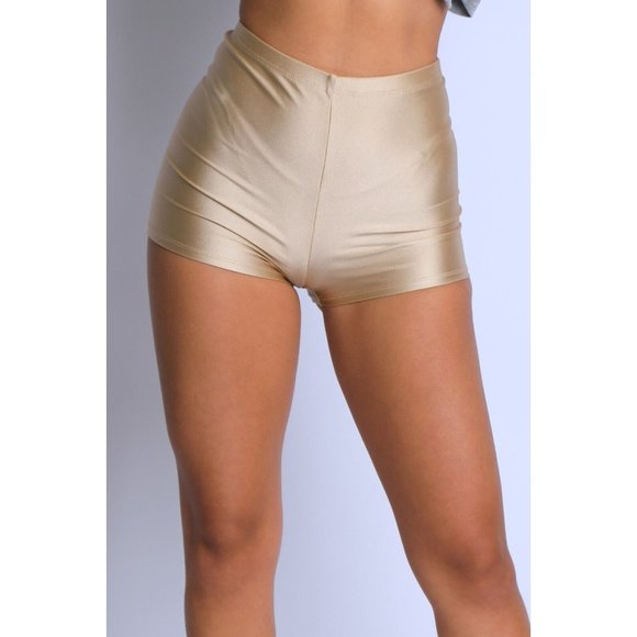 Boutique Pants - Women High Waist Shiny Tricot Stretchy Skinny Rave Dance Yoga Biker Shorts S M L